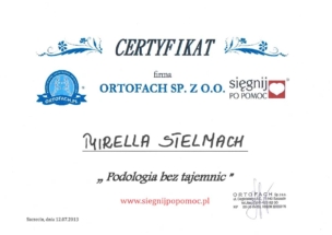 Certyfikat - Podologia bez tajemnic