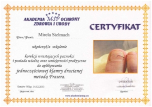Szkolenie z korekcji wrastających paznokci i aplikowania jednoczęściowej klamry drucianej metodą Frasera